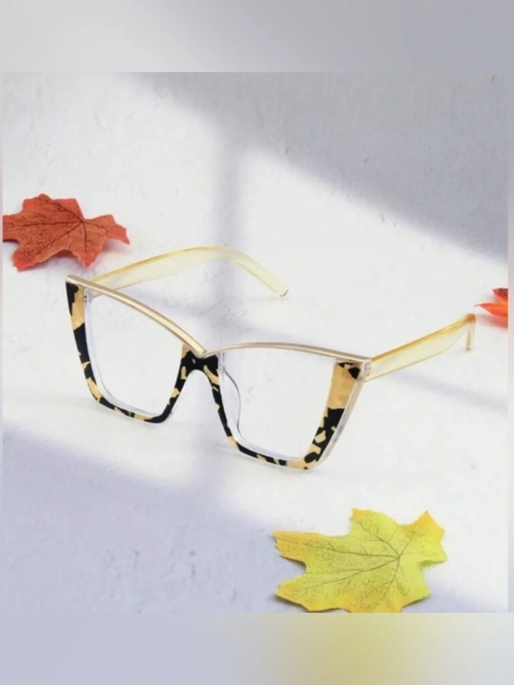 🌸 NEW Women's Leopard Print Square Frame Glasses - Brown/Black